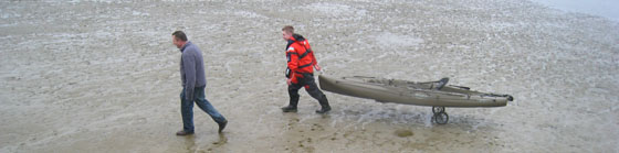 Peter en Erik, kijk de wieltjes onder kayak